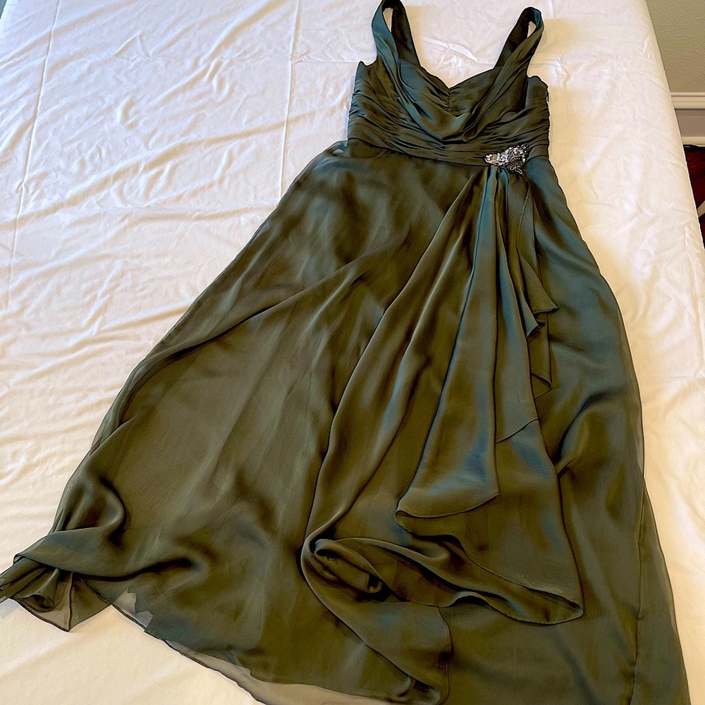 JS collections floor length olive dress
